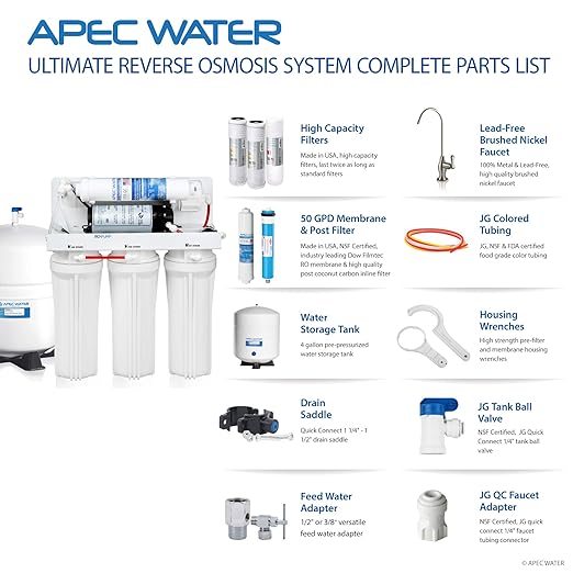 APEC Water Systems RO-PUMP-120V Top Tier Ultra Safe Reverse Osmosis Drinking Water Filtration System with US Made Booster Pump