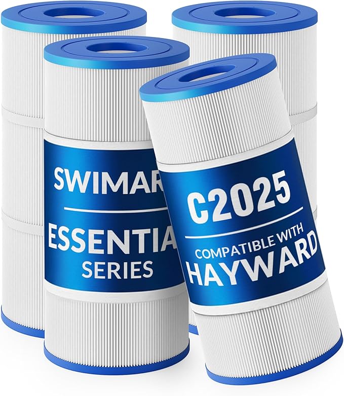 Pool Filter Cartridge for Hayward Systems, Essential Series, Replacement for CX480XRE PA56SV, Compatible with SwimClear C2025 C2020 C2000, Cylindrical Fabric, 224 Sq. Ft., 4-Pack