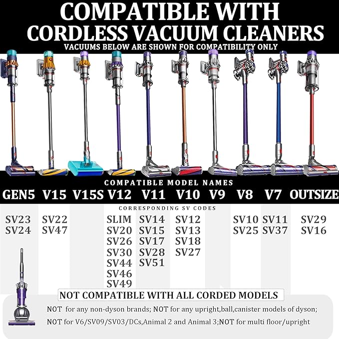 Fullclean Extension Hose and Crevice Tool Compatible with Dyson Gen5 V15 V15s V12 V11 V10 V7 V8 V9 Absolute Detect Torque Drive Cyclone Cordless Handheld Vacuum Cleaner
