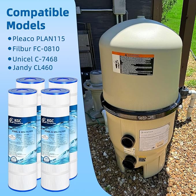 CL460 Pool Filter Cartridge Replaces for Jandy CV460 - 4 Pack 460 Sq.Ft for Pleatco PJAN115, for Ultral-A9, for Unicel C-7468, for Filbur FC-0810, for XLS-705/FC-6410, for Aladdin 21501, L×OD:27"x7"