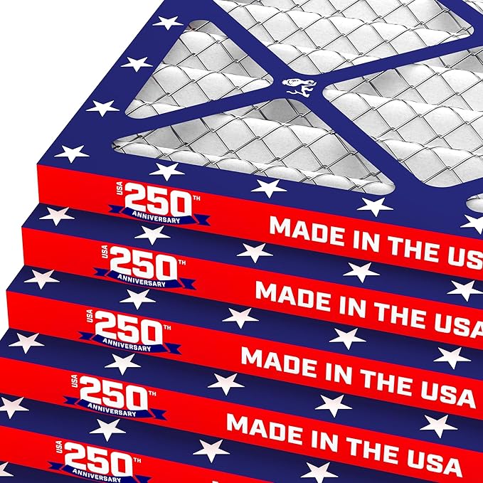 Freedom Filters 16x25x1 Air Filter (MERV 8) (12-Pack) Dust & Allergy Control AC Furnace Filters, MADE IN USA, HVAC, Pleated, Electrostatic (Actual Size: 15.5 x 24.5 x .75)