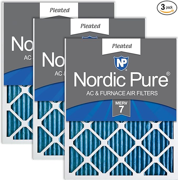 Nordic Pure 12x20x1 (Actual Size: 11 1/2 x 19 1/2 x 3/4) Pleated MERV 7 Air Filters 3 Pack