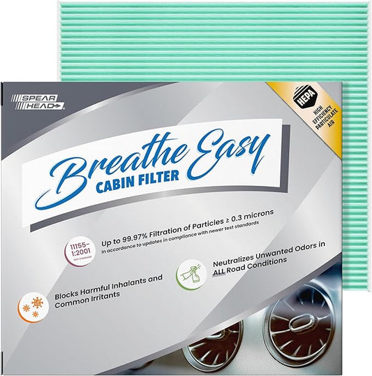 Spearhead HEPA Breathe Easy Cabin Filter, Up to 99.97% Filtration of 0.3 Micron Particles w/No Airflow Reduction (BE-819H)