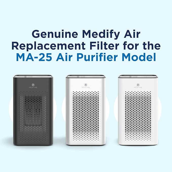 Medify MA-25 Genuine Replacement Filter Set for Allergens, Smoke, Wildfires, Dust, Odors, Pollen, Pet Dander | 3 in 1 with Pre-filter, True HEPA H13 and Activated Carbon for 99.9% Removal | 2-Pack