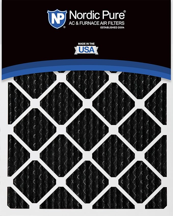 Nordic Pure 10x20x1 (Actual Size: 9 1/2 x 19 1/2 x 3/4) Pure Carbon Pleated Odor Reduction Furnace Air Filters 2 Pack
