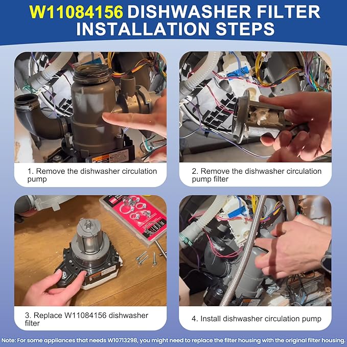 W11084156 Dishwasher Filter Compatible with Whirlpool KitchenAid Maytag Jenn-Air Amana Inglis Magic Chef. W11084156 AP6048028 Circulating Pump Filter Replace W10713298 4534056 PS12070547