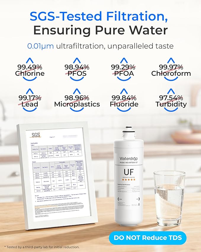Waterdrop RF10W-UF 0.01 μm Water Filter Replacement for Waterdrop 10UAW-UF/10UBW-UF Under Sink Water Filtration System, White