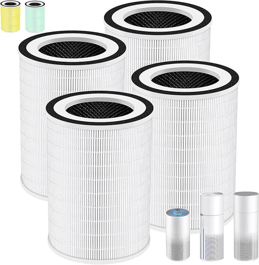 Kilo True HEPA Replacement Filter for Afloia Air Purifier Kilo,Kilo Plus,Kilo PRO,MIRO,MIRO PRO and MORENTO MR-Kilo/Kalo,360° 3-Stage Filtration,4 Pack