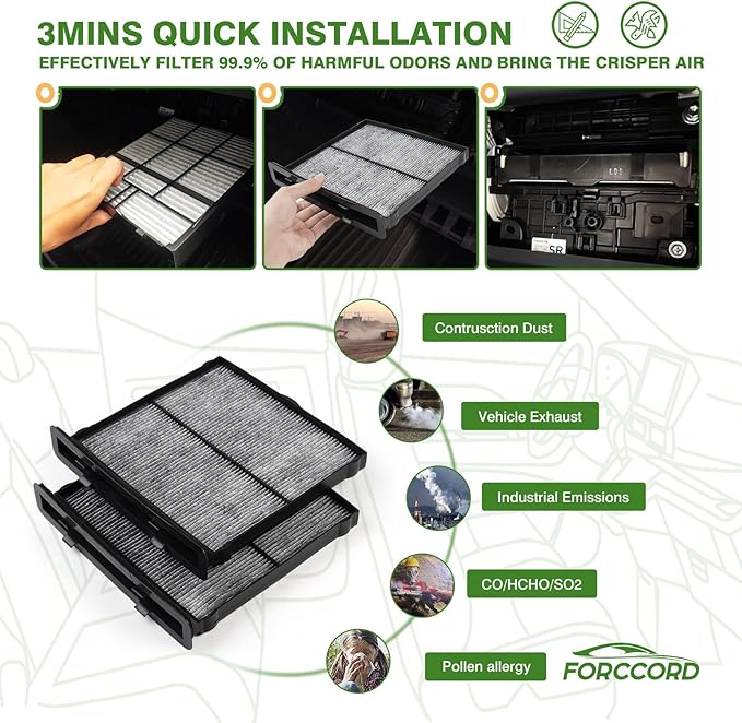 2-pack Cabin Air Filter Fit for 2019-2024 Forester, 2022-2023 2024 2025 2026 WRX Activated Carbon Cabin Filter 72880-FL000 Replacement Car Accessories