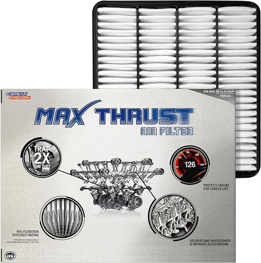 Spearhead Max Thrust Engine Air Filter Replacement | Fits 2008-11, 2013-21 LX570/Land Cruiser, 2008-13 Sequoia, 2007-09 Tundra V8, 2011-12 Tundra | OEM Fit & High Dust Holding Capacity (MT-343)