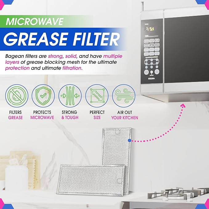 Microwave Filter Replacement 13.3" x 5.85" WB06X10596 GE Microwave Filter Fits Whirlpool Maytag Samsung - Aluminum Mesh Screen Grease Filter - Filters Air Entering Over the Range Oven Vent Fan