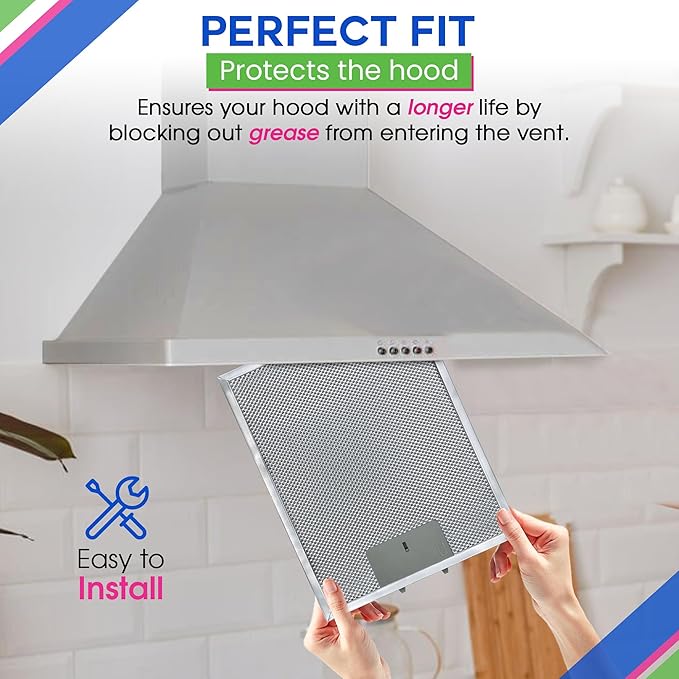 Bagean Stove Hood Vent Filter 11.75” x 9.40” SB08087294 Compatible with Broan Range Hood Filter Replacement - Aluminum Screen for Kitchen Overhead Fan - Blocks Grease & Filters over Oven Air (1-Pack)