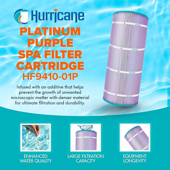 Hurricane Filters HF9410-01P Platinum Purple Pool Filter Cartridge - Replacement for Pleatco PAP100-4, Unicel C-9410, Filbur FC-0686, Predator 100, Pentair Clean & Clear 100