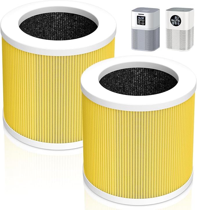 2 Pack A1 Filter Compatible with VEWIOR Air Purifier HQSC-50, HQKJ-80, A1, AMEIFU AP01W, KOIOS HQKJ-50 Tailulu PUR0003, Efficient Filter for VEWIOR A1 Air Purifier, Yellow