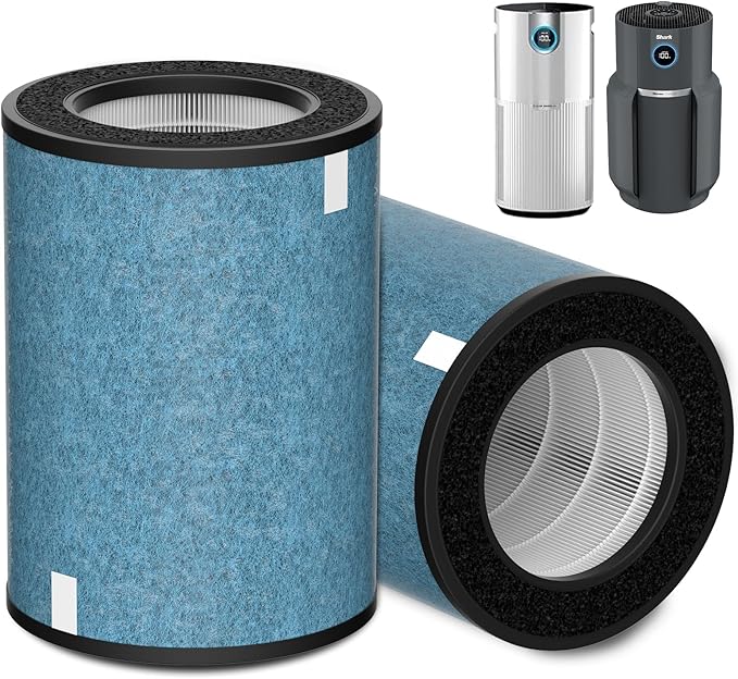 2 Pack HP302 HP301 Replacement Filter Compatible with Shark HP301 HP302 Air Purifier MAX, HP200 Series Air Puri-fier MAX, 3-in-1 Filter Cleans up to 99.97% Particles, Part# HE2FKBAS, HE2FKBASMB