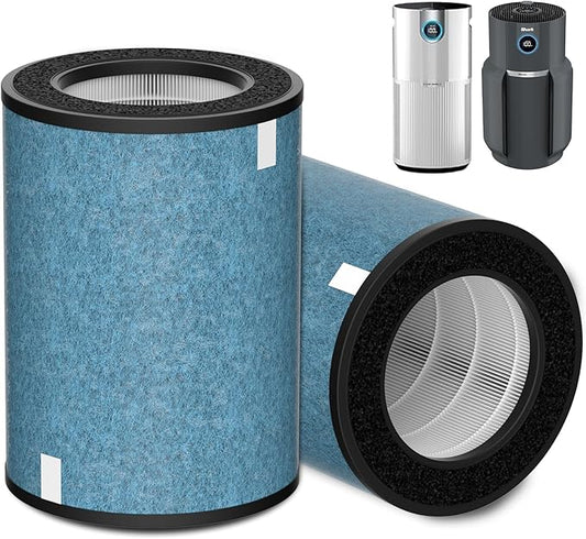 2 Pack HP302 HP301 Replacement Filter Compatible with Shark HP301 HP302 Air Purifier MAX, HP200 Series Air Puri-fier MAX, 3-in-1 Filter Cleans up to 99.97% Particles, Part# HE2FKBAS, HE2FKBASMB