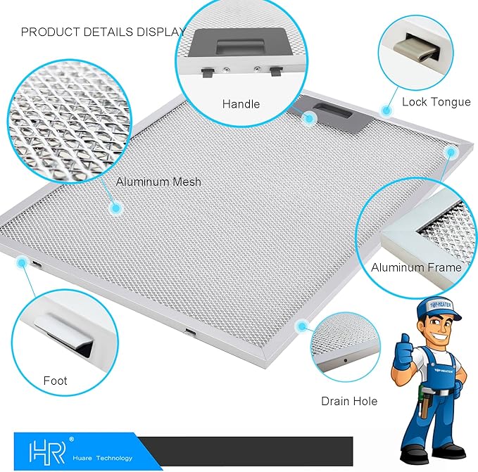 BPPFA30 Range Hood Filter Replacement 11-6/7" x 16-1/4" Stove Hood Vent Filter Broan Filters Aluminum Mesh Kitchen Exhaust Fan For Broan Range Hood Filters 2Pack