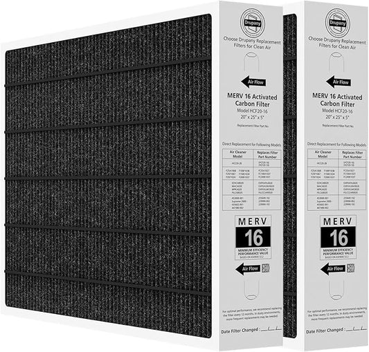 2 Pack 20x25x5 MERV 16 Air Filter, Compatible with Lennox HCC20-28 MERV 16 Furnace Filter for HVAC System, Part Number HCF20-16, HCF20-10
