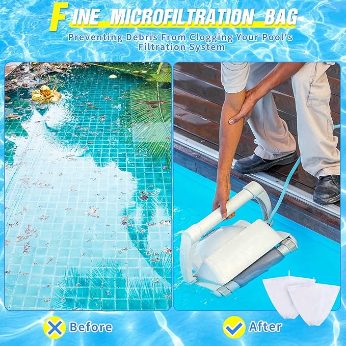 Riakrum 4 Pcs Pool Cleaner Fine Filter Bag Pool Spa Part Replacement Compatible with Aquabot Products 8114 Wheeled Aquabot Cleaners S2-40 S2-50 Pura 4X Pura 5X Pura S2-4x Pura S2-4xi Pura S2-5x