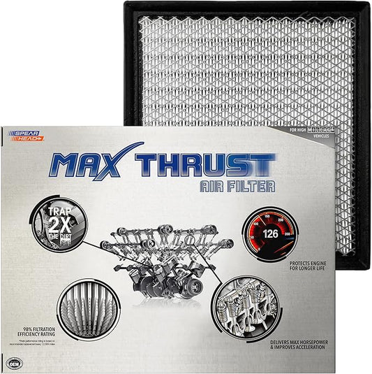 Spearhead Max Thrust Engine Air Filter | Fits Select 1993-2023 QX56, Grand Cherokee, Armada, Frontier, NV1500/2500/3500, Pathfinder, Titan, Xterra | OEM Fit & High Dust Holding Capacity (MT-440)