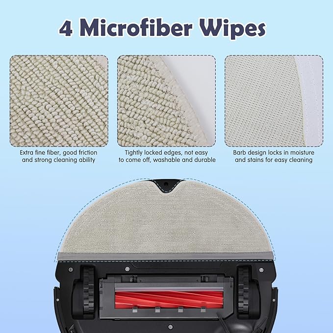 Replacement Parts for Roborock Q7 / Q7+ / Q7 Max / Q7 Max+ Robot Vacuum, 2 Main Brush, 4 Mop Cloth Pads, 6 Side Brushes, 4 Washable Filter, 1 Tool (Not for Q7 M5)