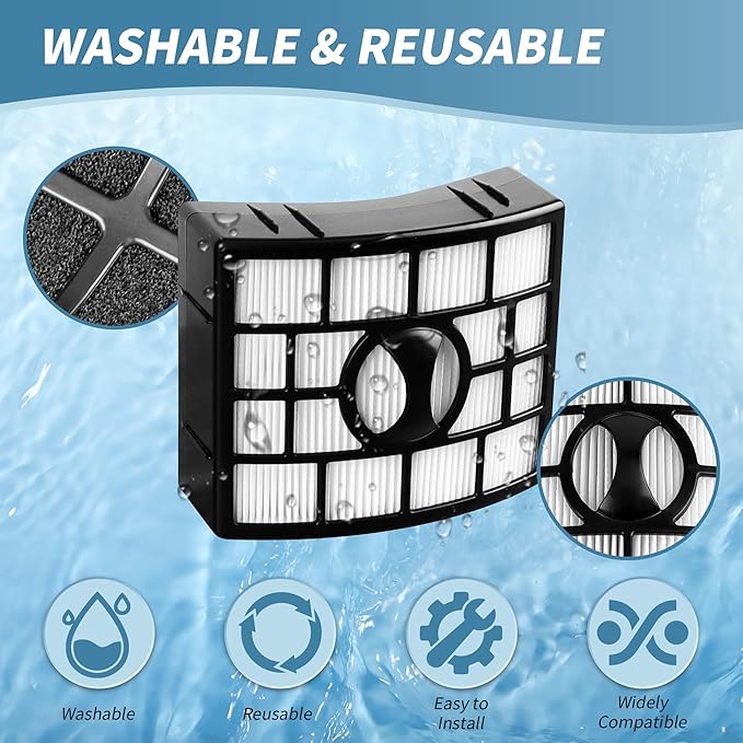 Improvedhand UV700 Filter Replacement Compatible with Shar-k Duo Clean Lift-away Upright Vacuum NV770,NV771,NV600,NV601,NV611,ZU701 Replaces # XFF600,XHF600,2 High Efficiency 2 Foam & Felt Filters
