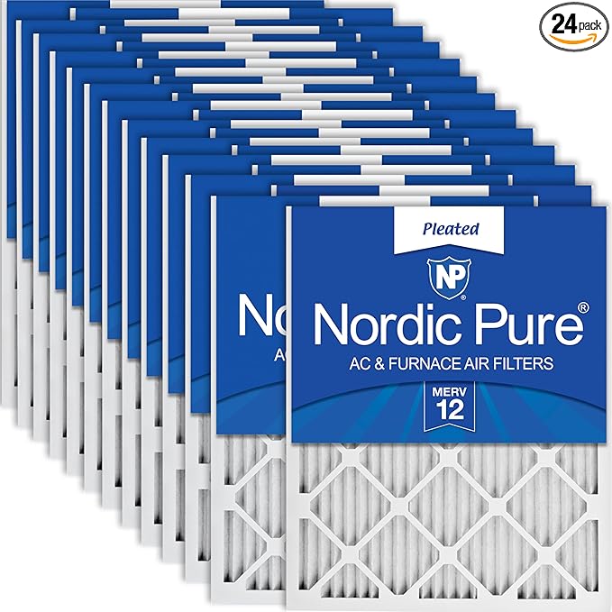 Nordic Pure 14x20x1 (Actual Size: 13 1/2 x 19 1/2 x 3/4) Pleated MERV 12 Air Filters 24 Pack