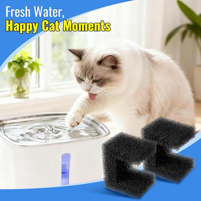 Enhon 20 Pack Foam Filters Replacement for Pet Fountains Compatible with Petsafe Viva 64oz & 140oz, Cat Dog Drinking Water Fountain Sponge Filters for Debris Removal, Pump Protection & Filtration