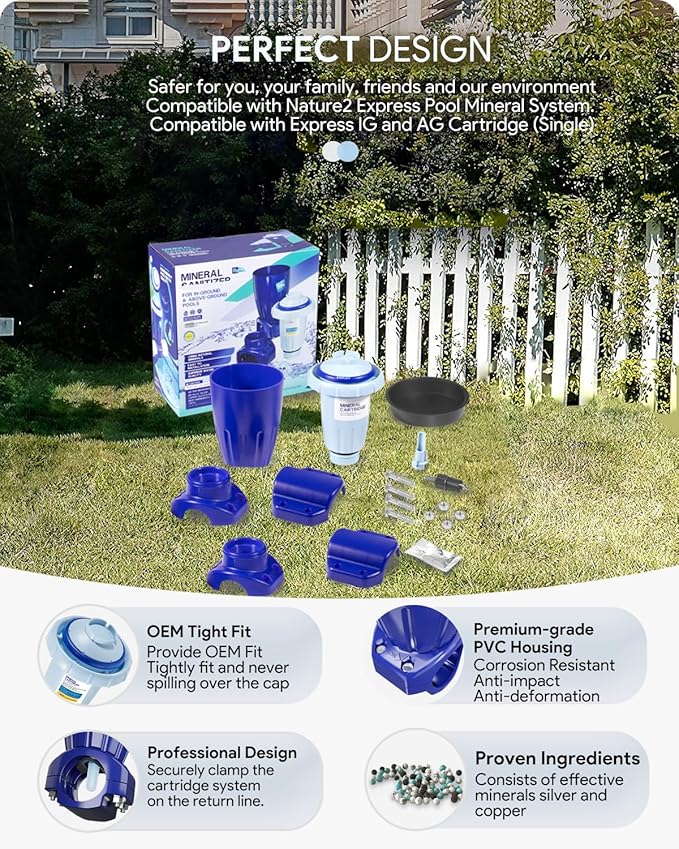 W20086 W28175 Replacement for Nature2 Express Mineral Cartridge with Vessel for Pool System, for In-Ground & Above-Ground Pools up to 30,000 Gallons, W20171, W20080, W26775