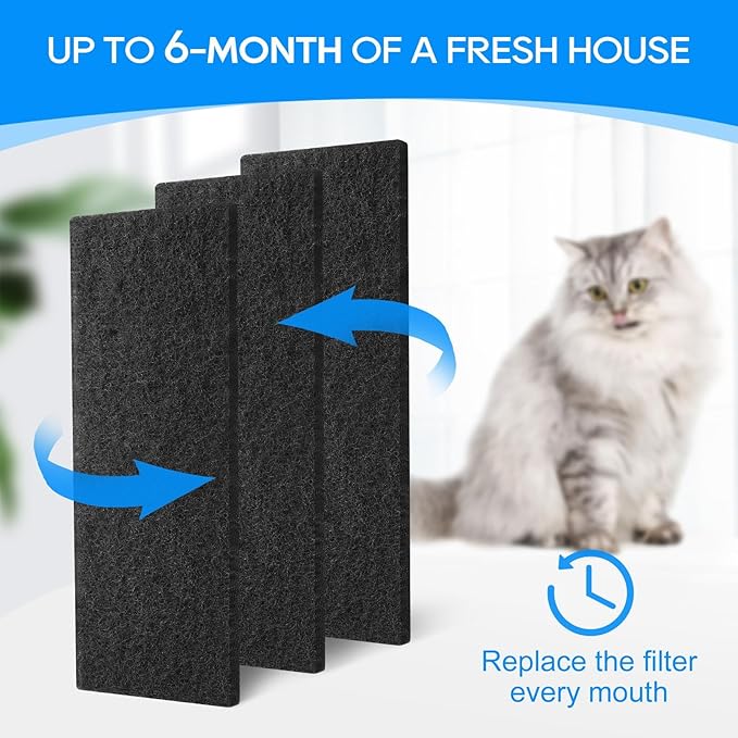 Carbon Filters for Cat Litter Box 3, Activated Carbon Filters Compatible with Model LR 3, Accessories Replacement to Absorb Odors from Pets, 6 Pack