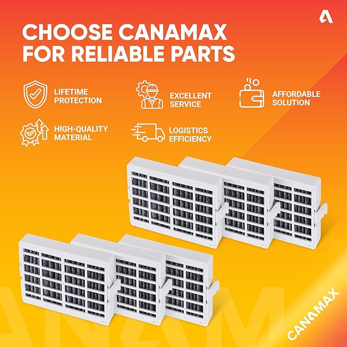 4 Pack W10311524 Refrigerator Air Filter Cartridge by Canamax - For Whirlpool AIR1 Kenmore KitchenAid Maytag JennAir Fresh Flow - Replaces W10315189 W10335147 2319308 1876318 AP4538127 AH2580853