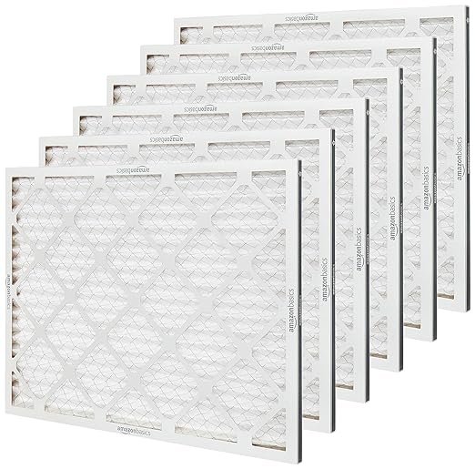 Amazon Basics 20x25x1 Air Filter 6-Pack, MERV 8 AC Furnace Filters, Removes Dust, Electrostatic, Allergy Control (Actual Size: 19.75" x 24.75" x 0.75")