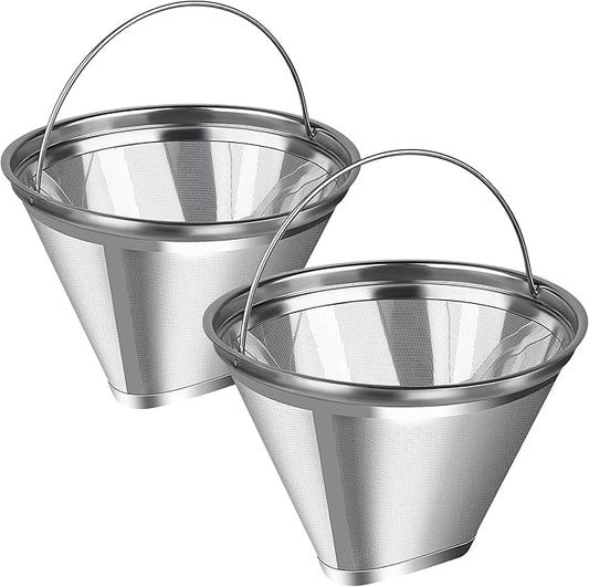 Coffee Filter Compatible with Cuisinart, Stainless Steel Coffee Filter Replacement for Cuisinart DCC 1200P1 3200NAS 3400NAS Coffee Machines - Coffee Maker Parts Reusable Coffee Filters # 4-2 Pack