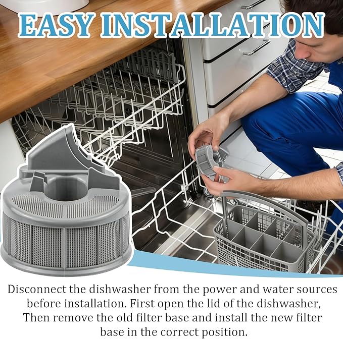 5304506533 Dishwasher Filter Base Replacement Fits For Frigidaire Kenmore Dishwashers, Replaces AP6036343 PS11770494 154775401 154252301 154332602 154775402 154252302