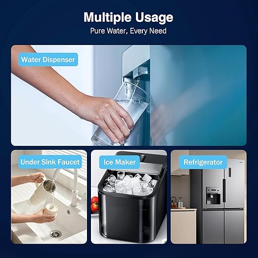 Frizzlife Inline Water Filter System for Fridge, Ice Maker, Under Sink, Certified 0.5 Micron Reduces Chlorine, Lead, Long Lasting, Compression Brass Fittings Fits for Copper Tubing, MS99