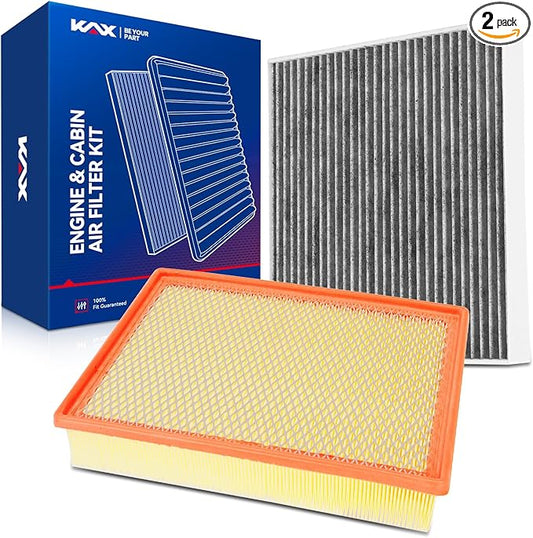 KAX Engine & Cabin Air Filter Kit, Replacement for Chevrolet Silverado 1500, 2500 HD, 1500 LD, 3500 HD, Suburban 3500 HD, GMC Sierra 1500, Yukon, Tahoe, Cadillac Escalade, Replace# CA8755A CF11809