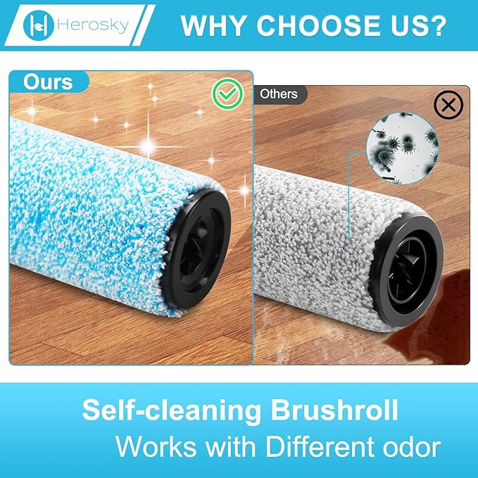 WD161 Roller and Filter For Shark HydroVac MessMaster Wet Dry Vacuum Cleaner WD161 WD261 AW261 (3 Brush 6 Foam Filter Kit)