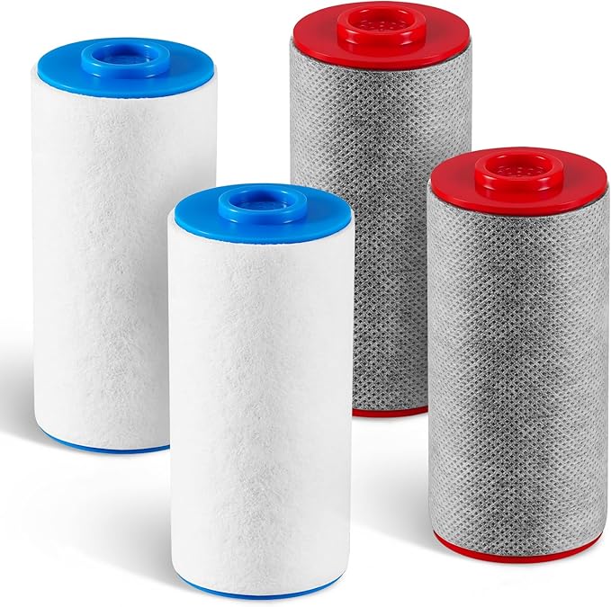 Replacement Cartridges Set Compatible with Weddell Duo Shower Filter,Shower Filter Cartridges to Reduces Impurities,Keep Healthy Shower Water for Skin & Hair(2R+2B)