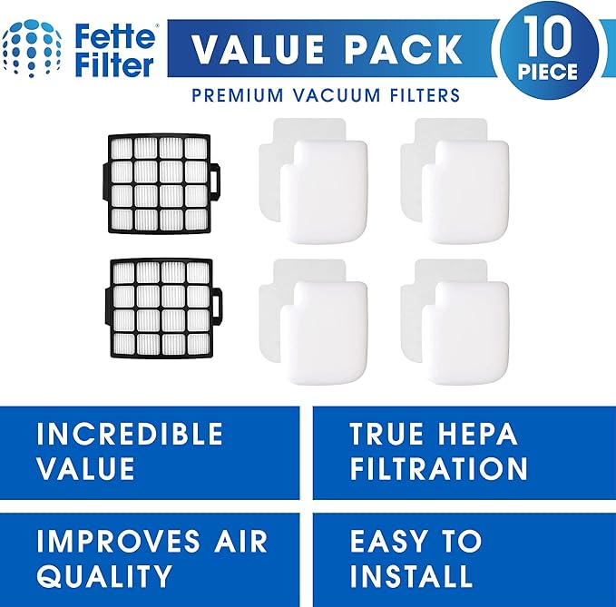 Fette Filter - AZ3002 for Shark Stratos AZ3002 AZ3000 AZ3000W Upright Vacuum with DuoClean PowerFins w Odor Neutralizer Technology. 2 Hepa + 4 Foam & Felt Kits.