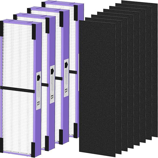 4 Pack FLT4850PT Filter B Pet Replacement for G-Guardian AC4825 AC4825E AC4825W AC4300 AC4800 AC4850 AC4900 Air Purifier, 4 Filters with 8 Carbon Pre-Filter, Purple, For Home Office Livingroom Bedroom