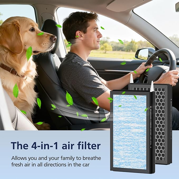 Tesla Model 3 Model Y Cabin Air Filter Replacement Accessories, 2 Pack H13 HEPA Premium Activated Carbon Air Filter for Tesla Model 3/Y (2016-2025), 4-Stage Filtrtion