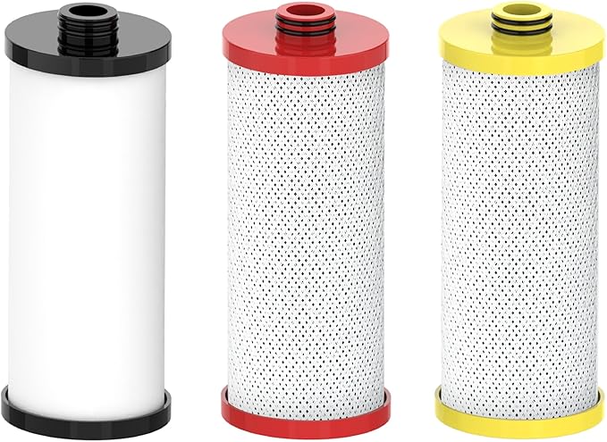 Waterspecialist WS852 Water Filter, Replacement for Aquasana® AQ-5300R, AQ-6300, AQ-C3-R, Black, Red and Yellow, 600 Gallons, 3 Filters