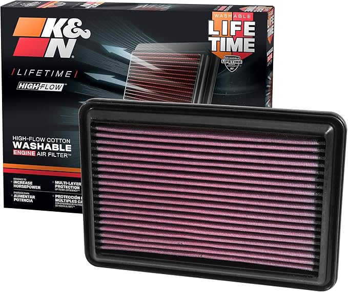 K&N High-Flow Original Lifetime Engine Air Filter: Increase Power: Premium, Washable: Compatible with 2014-2022 Nisssan/Renault: Qashqai, Rogue, X-Trail, Kadjar, Koleos, QM6, 33-5016