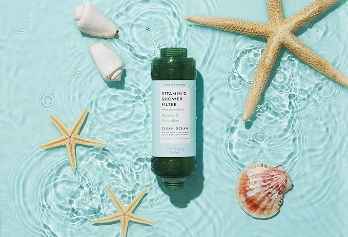 VOESH Vitamin C Shower Filter, Clean Ocean, Shower Aromatherapy, Water Purifier, Water Softener, Vegan Probiotics, Spa Shower Head, Water Filter, Shower Self-Care