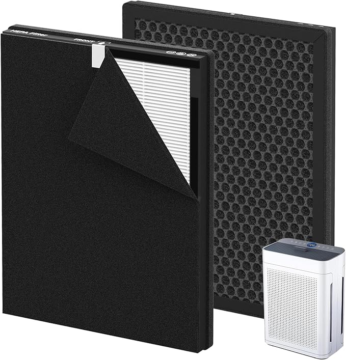 2 Pack K2 Replacement Filter Compatible with LUNINO K2, Double-Sided Filters for Home Large Room up to 3000sq.ft, H13 True HEPA and Activated Carbon Filter