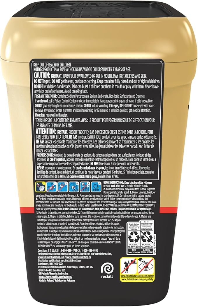 Finish Ultimate Quantum Infinity Shine Dishwasher Pods, New & Improved Formula, Dishwasher Detergent Dish Soap, Removes Burnt-On & Dried-On Stain, Fresh Scent, 62 Count