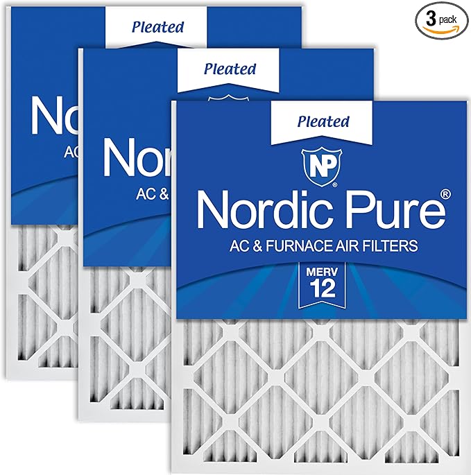 Nordic Pure 18x25x1 (Actual Size: 17 1/2 x 24 1/2 x 3/4) Pleated MERV 12 Air Filters 3 Pack