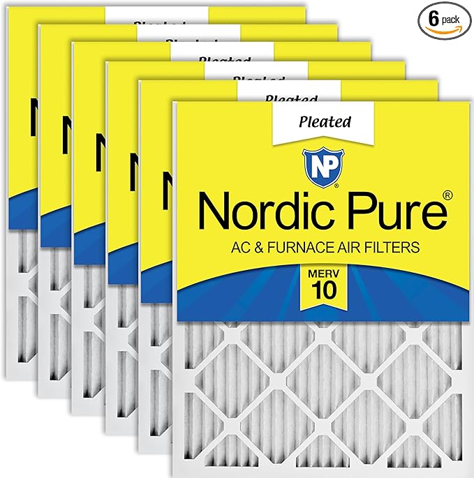 Nordic Pure 20x24x1 (Actual Size: 19 1/2 x 23 7/16 x 3/4) Pleated MERV 10 Air Filters 6 Pack