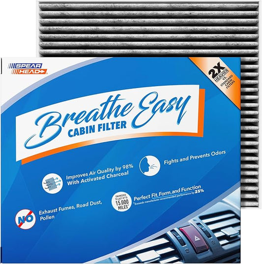 Spearhead Odor Defense Breathe Easy Cabin Filter, Fits GV60, Elantra/N, Ioniq 5, Santa Cruz, Santa Fe, Sonata, Tucson, EV6, K5, Niro, Sorento, Sportage, 25% Longer Lasting w/Activated Carbon (BE-820)