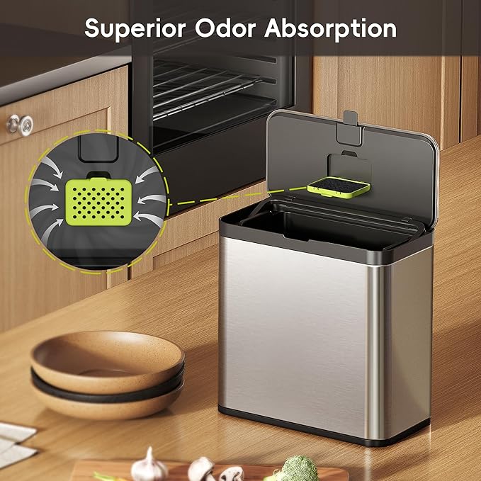 EKO Odor Filter Refills for Food Waste Bin and Compost Bin, Activated Carbon Deodorizer, Small Replacement Filters, Pack of 12